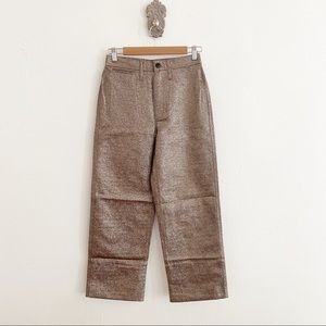 Madewell Slim Emmett Wide-Leg Crop Pants Metallic